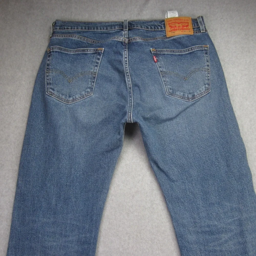 Levis 505 Mens Jeans 34x30 (Tag 36x30)‎ Blue Straight Leg Classic Fit Denim
